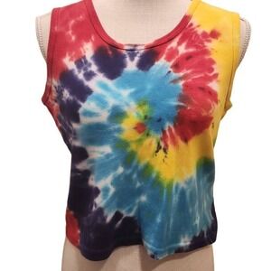 Vintage Y2K Tie-dye Freeze Brand Mini Crop Top Women's Size Small Bold Colors